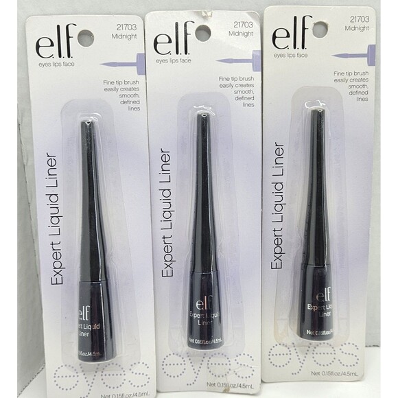 ELF Expert Liquid Liner Eyeliner in 21703 Midnight Sealed Lot Of 3 NIB - Picture 1 of 2